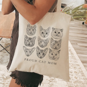 Minimalist Line Art Cat Mum Cat Lover Cat Breed Tote Bag