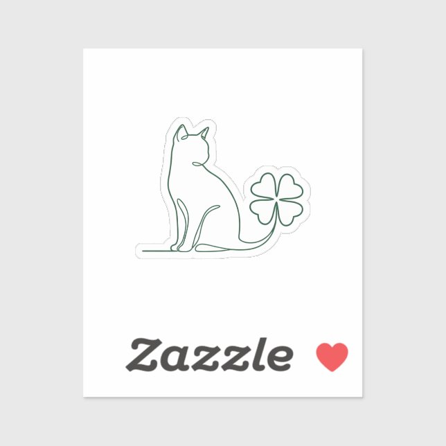 Minimalist Line Art Cat With Clover Aesthetic  (Sheet)