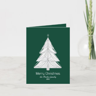Minimalist Line-Art Christmas Tree with Geometric Holiday Card