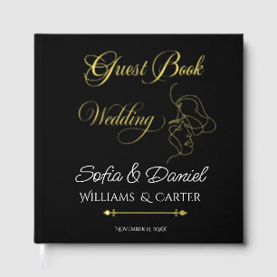 Minimalist Line Art Couple illustration Wedding Guest Book