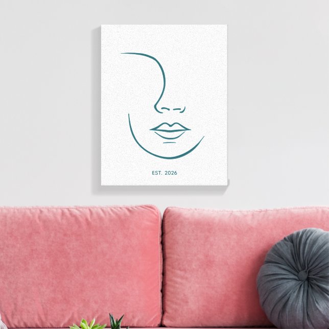 Minimalist Line Art Face Personalised Custom Wall  Canvas Print (Insitu(LivingRoom))