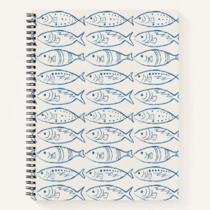 Minimalist Line Art Fish Mykonos Morning Notebook