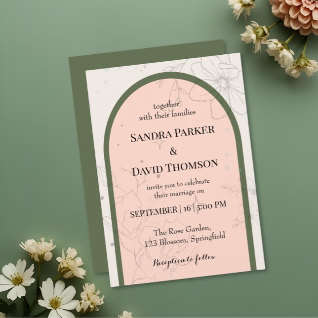 Minimalist Line Art Floral Arch Wedding  Invitation (Creator Uploaded)