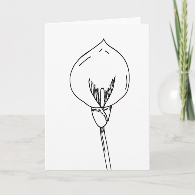 Minimalist Line Art Floral Blank Card (Front)