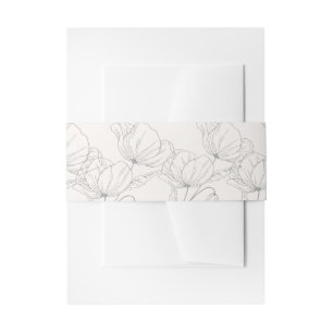 Minimalist Line Art Floral Wedding Belly Band Wrap Invitation Belly Band