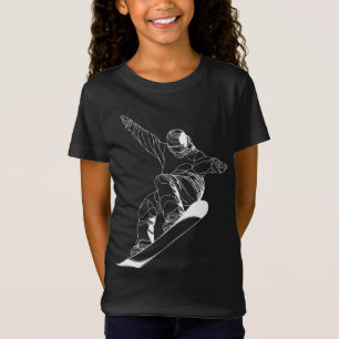 Minimalist line art illustration of a snowboarder T-Shirt