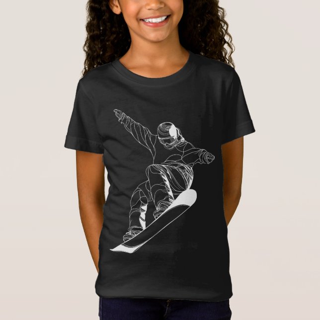 Minimalist line art illustration of a snowboarder T-Shirt (Front)