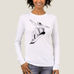 Minimalist line art illustration of a snowboarder Tri-Blend shirt