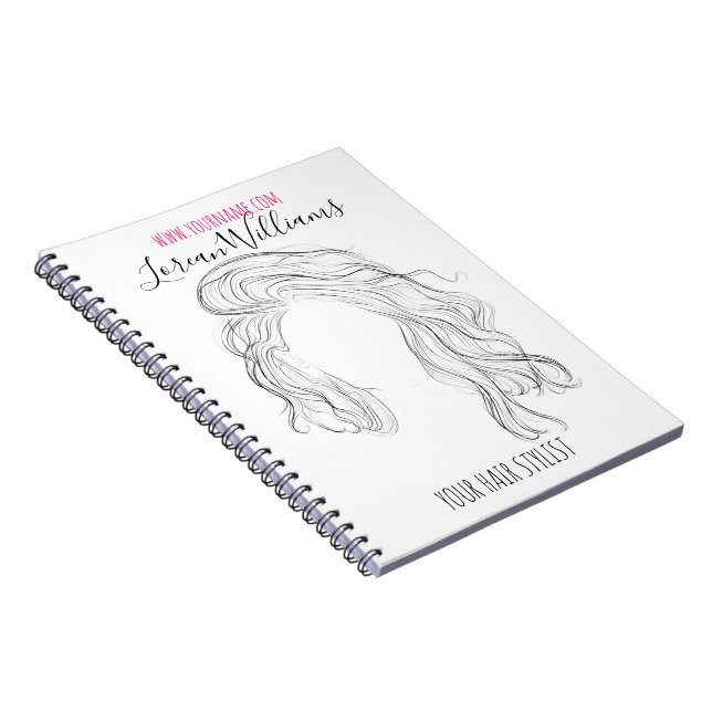 Minimalist Line Art Long Wavy Natural Hair Stylist Notebook (Right Side)