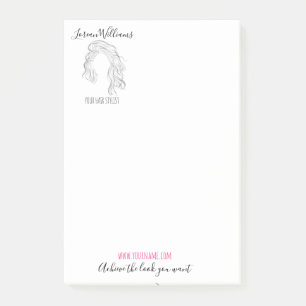 Minimalist Line Art Long Wavy Natural Hair Stylist Post-it Notes