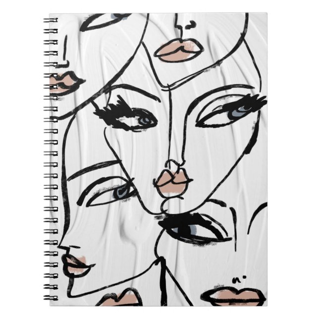 Minimalist line art of women faces notebook (Front)