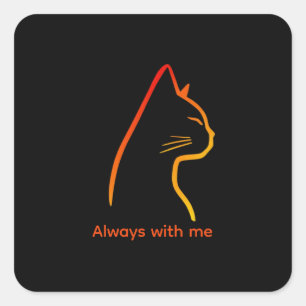 Minimalist Line Art Pet Portrait Square Sticker