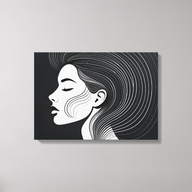 Minimalist Line Art Portrait Canvas Print (Front)