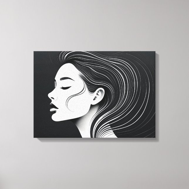 Minimalist Line Art Portrait Canvas Print (Front)