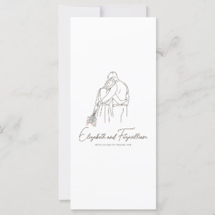 Minimalist Line Art Romantic Couple Floral Bouquet