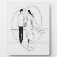 Minimalist Line Art Romantic Couple Holding Hands
