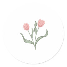 Minimalist Line Art Soft Pink Tulips