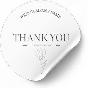 Minimalist Line Art Thank You Business Classic Round Sticker