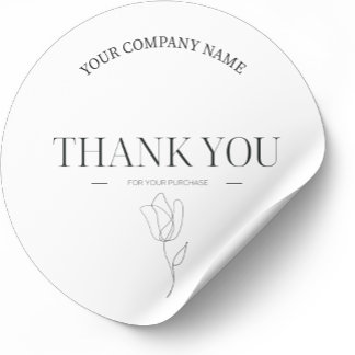 Minimalist Line Art Thank You Business Classic Round Sticker