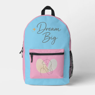 Minimalist Line Art Woman Backpack - "Dream Big" A