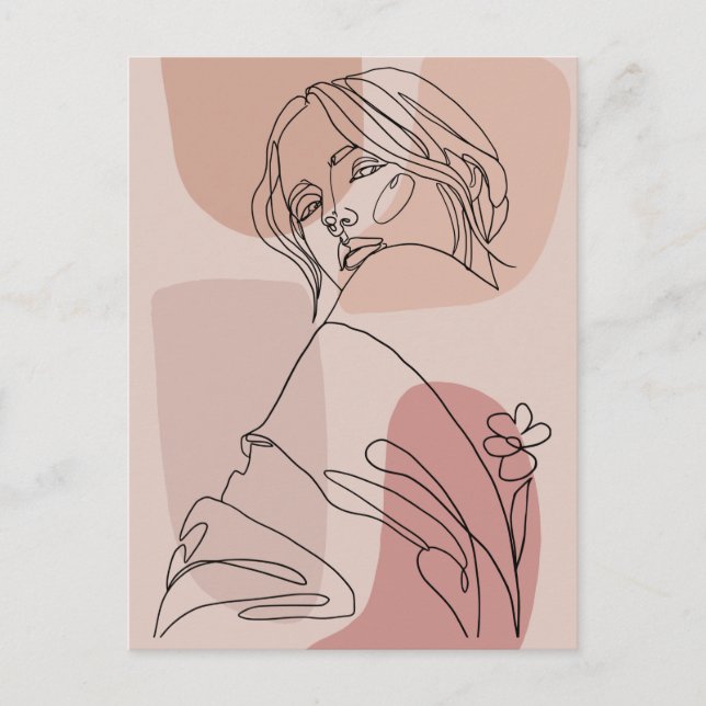 Minimalist Line Art Woman Drawing Fashion Art Postcard (Front)