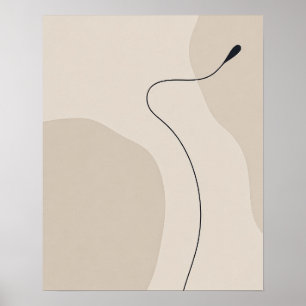 Minimalist line curve art poster