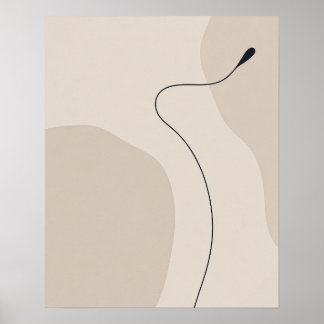 Minimalist line curve art poster