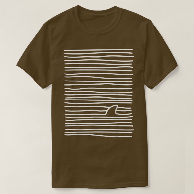 Minimalist Line Drawing Simple Unique Shark Fin  T-Shirt (Design Front)
