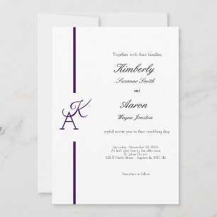 Minimalist Line Initial Wedding Invite 