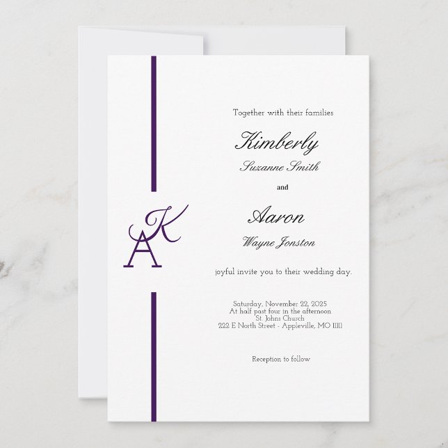 Minimalist Line Initial Wedding Invite  (Creator Uploaded)