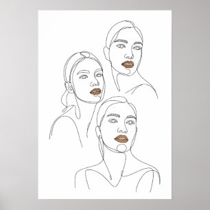 Minimalist Line Portraits of Women Poster