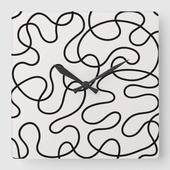 Minimalist Line Weave Square Wall Clock (Front)