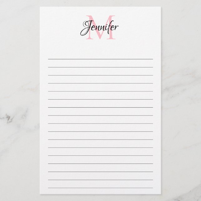 Minimalist Lined Personalised Monogram Stationery Flyer (Front)