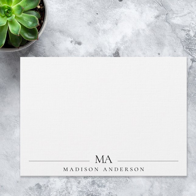 Minimalist Linen Monogram Modern Professional Card (Creator Uploaded)