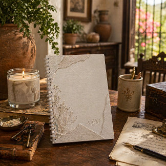 Minimalist Linen Torn Paper Botanical Neutral Notebook