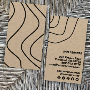 Minimalist Lines Abstract Kraft Unique Graphic Business Card