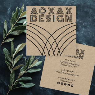 Minimalist Lines Abstract Shapes Unique Kraft Square Business Card