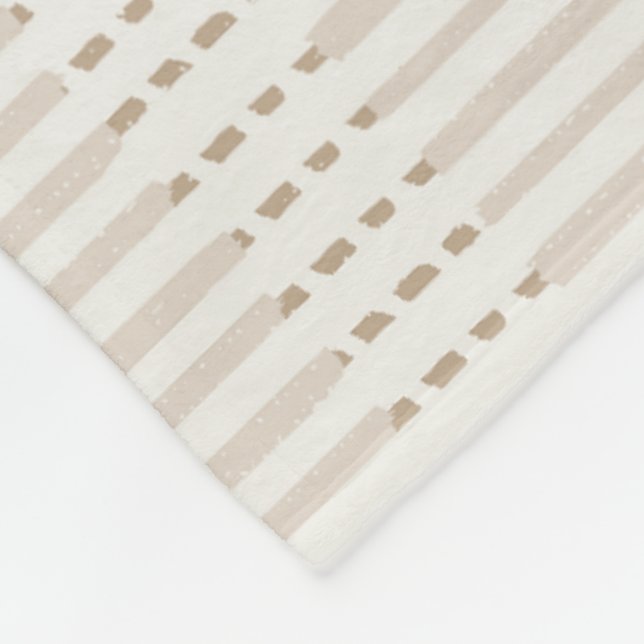 Minimalist lines bohemian neutral grey fleece blanket (Corner)