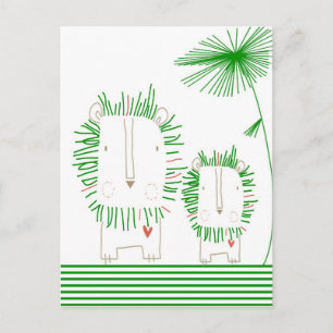 Minimalist Lion - Green Postcard