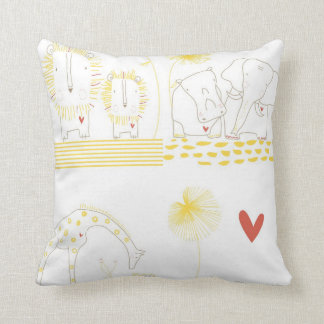Minimalist Lion, Turtle, Crocodile and Giraffe Cushion