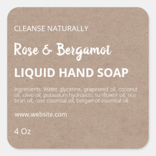 Minimalist Liquid Hand Soap Kraft Labels