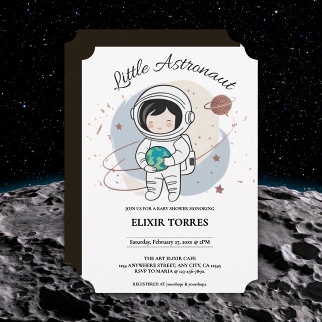 Minimalist Little Astronaut Baby Shower  Invitation (Creator Uploaded)