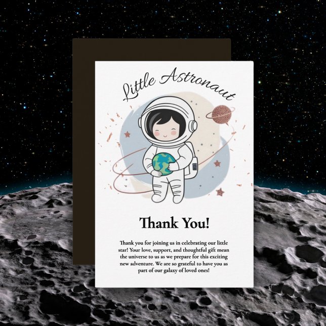 Minimalist Little Astronaut Baby Shower  Thank You Card (Creator Uploaded)