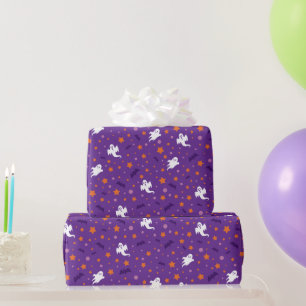 Minimalist Little Ghost and Star Halloween Gift Wrapping Paper
