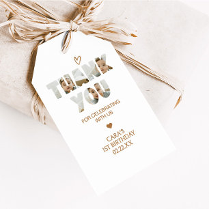 Minimalist Little Miss Photo Birthday Favour Tags