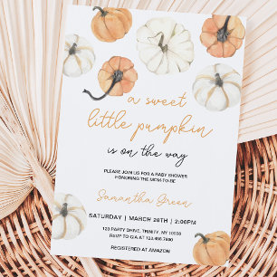 Minimalist Little Pumpkin Baby Shower Invitation