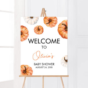 Minimalist Little Pumpkin Baby Shower Welcome Poster