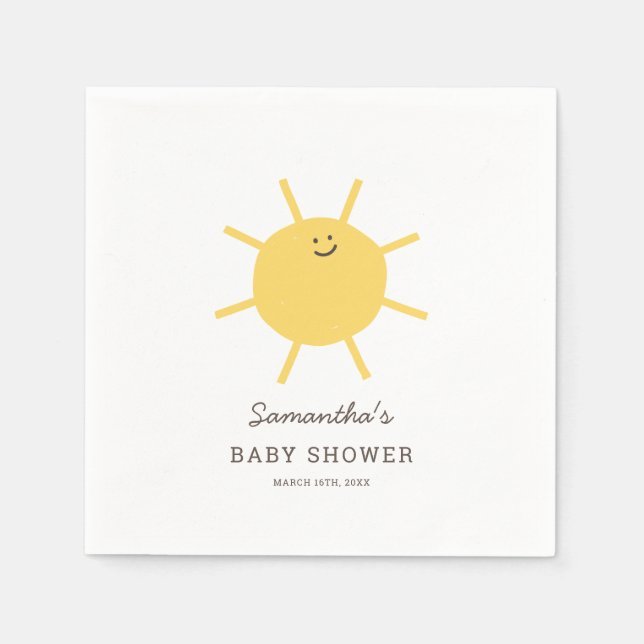 Minimalist Little Ray of Sunshine Baby Shower Napkin (Front)
