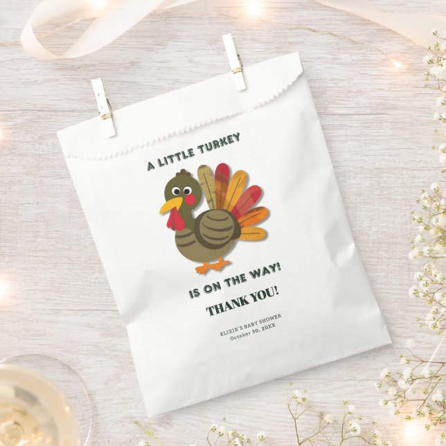 Minimalist Little Turkey Baby Shower Favour Bags (Clipped)