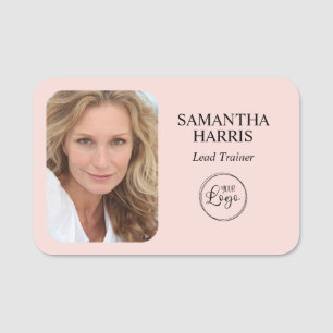 Minimalist Logo and Photo Blush Name Tag